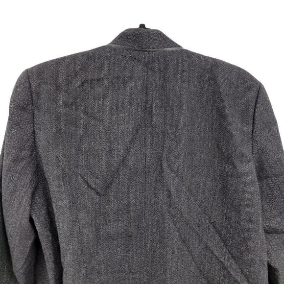 Pendleton Blazer Collarless Open 100% Virgin Wool Leather Trim Black Sz 18P - Picture 6 of 10